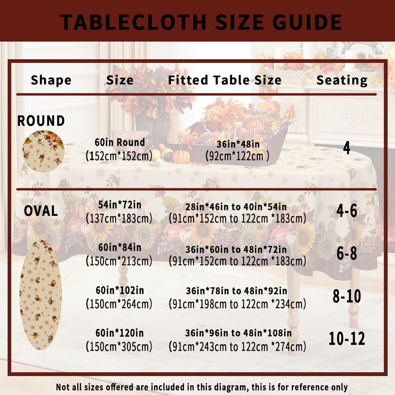 HSOWKDN Oval Halloween Tablecloth 60×84 Inch, Halloween Orange Tablecloths Halloween
