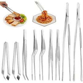 Pinzas de Cocina 9 Piezas Acero Inoxidable, Set de 5 Estilos Pinzas para Cocina con Diferentes Formas, Pinzas para Asador, Parrilla, Barbacoa, Buffet y Servir, Utensilios de Cocina Profesionales