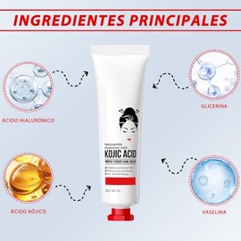 2PCS Kojic Acid Crema para Mano, Crema de manos con ácido hialurónico y niacinamida, hidrata las manos, crema de manos anti-agrietación no pegajosa