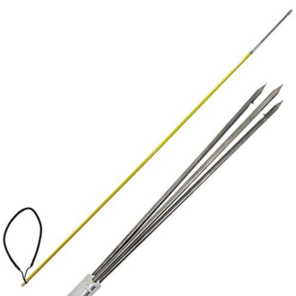 Scuba Choice 7' One Piece Spearfishing Fiber Glass Pole Spear with 3 Prong Barb SS Paralyzer Tip