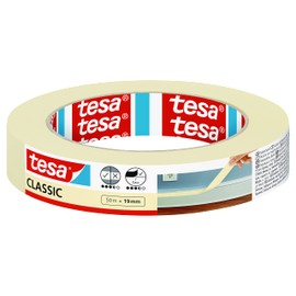 tesa Classic Masking Tape for Masking for Painting Work Solvent-Free, Removable Without Residue – 50 m x 19 mm