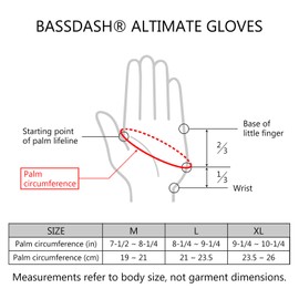 Bassdash Fishing Gloves, UV Protection, Sun Protection, Quick Drying, UPF 50+, 3/4 Finger Fishing Gloves