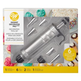 Wilton Dessert Decorator Pro Cake Decorating Tool, Stainless Steel Frosting Piping Kit, Cake and Cupcake Icing Decorating, Deviled Egg Piping Tool (Silver)