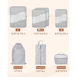 Packing Cubes for Suitcases, Travel Essentials for Carry on, Luggage Organizer Bags Set for Travel Accessories (Grey, 7set)