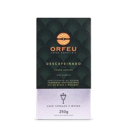 ORFEU - Special Decaf Coffee - 100% Arabica Coffee, Roasted & Ground, Medium Roast, Made in Brazil, Chocolate Notes, Low Acidity, Caramel, Fruity & Floral Aroma - 250g (8.8oz)