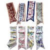 MsAnya 8Pcs Fashion Scarves for Women, Multifunctional Boho Scarves Headbands Satin Scarf for Bag Hair Accessories (floral01khaki, 8 pcs)