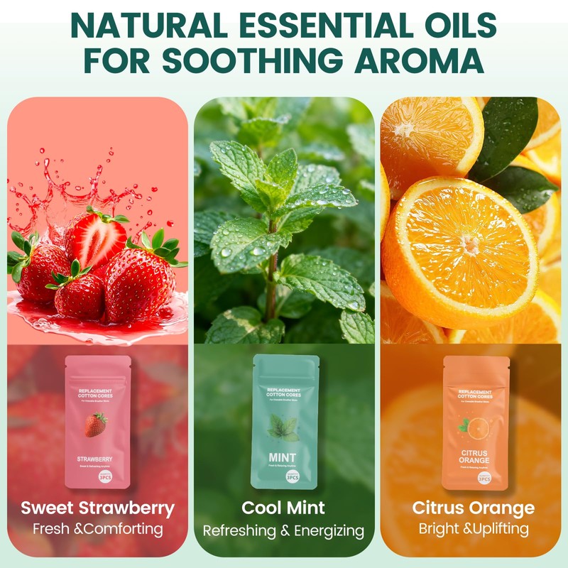 3 Pack Chewable Silicone Aroma Sticks with Essential Oils for