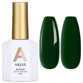 AILLSA Green Gel Nail Polish Dark Emerald Gel Polish Forest Opaque Gels Polish Winter Color Lake Green Gels Nail Polish Soak Off U V Nail Salon 0.51 Fl Oz/GF09