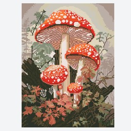 MUFEKUM Mushroom Cross Stitch Kits for Adults, Vivid Mushroom Pattern Stamped Cross Stitch Kits with Needles Scissor Threaders, 11CT Preprint Embroidery Kits for Home Wall Decor (14"x18")