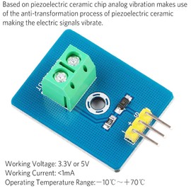 Youmile 5pcs Piezoelectric Ceramic Vibration Sensor Piezo 3.3V/5V Module Analog Controller Electronic Components Supplies Sensor for Arduino with Dupont Cable