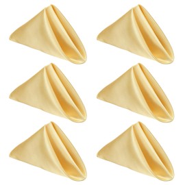 sourcing map 6 Pcs Gold Satin Napkins, 12x12 Inch Dinner Napkins Cloth Washable Polyester Soft Square Table Decoration for Restaurant Parties Wedding Dining Banquet Event