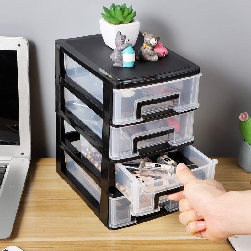 HEALLILY Desktop Storage Drawers Stackable Plastic Drawer Unit Plastic Storage