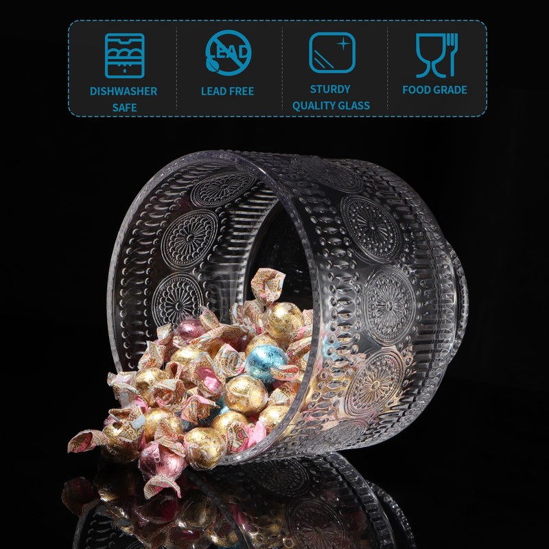MDLUU Glass Trifle Bowl with Pedestal, 3.43qt Footed Dessert Stand,
