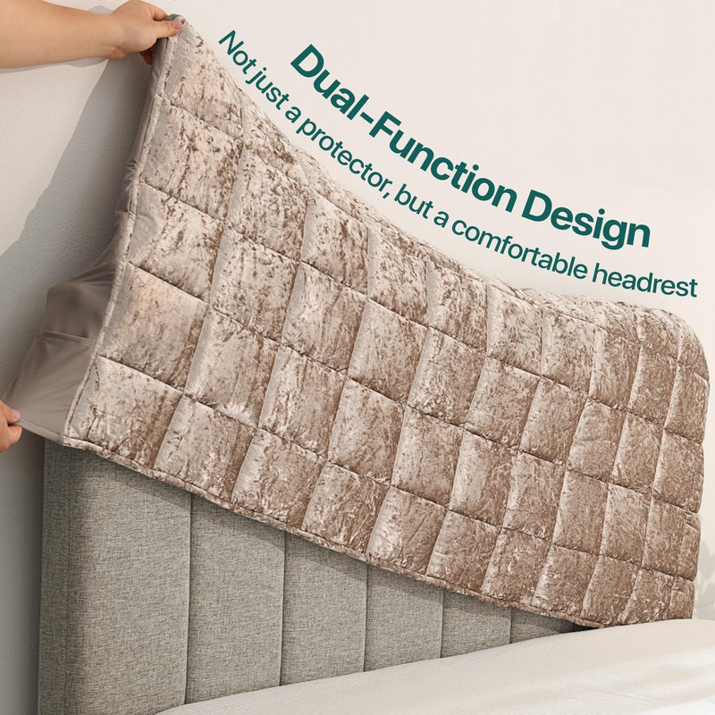 Headboard Cover Bed - Thickened Soft Stretch Slipcover Flannel Fabric,
