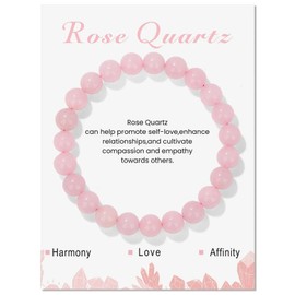 Rose Quartz Bracelets for Womens, Adjustable Rose Quartz Bracelet Crystal Bracelet Gemstone Bead Bracelet Healing Bracelets for Women Rose Quartz Crystals Jewellery Mum Gifts Birthday Christmas
