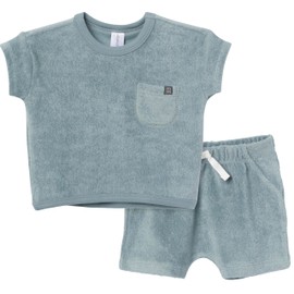 Modern Moments by Gerber Baby Boys' 2-Piece Knit Terry Shirt and Short, Teal, 18 Months