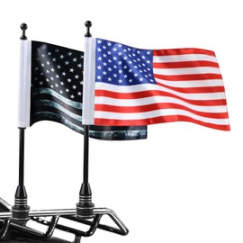 Espear Motorcycles American Flag and US Military Army Flags Holder Brackets Flagpole 1/2 Luggage Rack for Harley Davidson Goldwing Honda CB VTX CBR Yamaha Chrome Flagpole