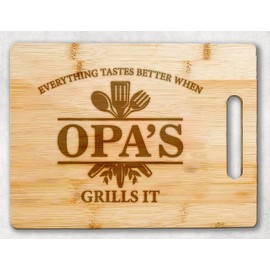AcevedoDesign Opa's Kitchen Bamboo Cutting Board - Father's Day Cutting Board - Father's Day Gift - Birthday Gifts From Grandchildren - Son Daughter - Best Grandpa Cutting Board - Opa Gifts