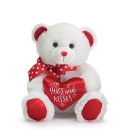 burton+BURTON Valentine Bear Hugs and Kisses Heart Plush Figure, Stuffed Animal Toy, 10-inch Height