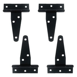 Geesatis 4 PCS T Hinge Decorative Hinge Door Gate Cabinet Shed Hinge, T-Strap Hinges, with Mounting Screws, Black, Length 3"