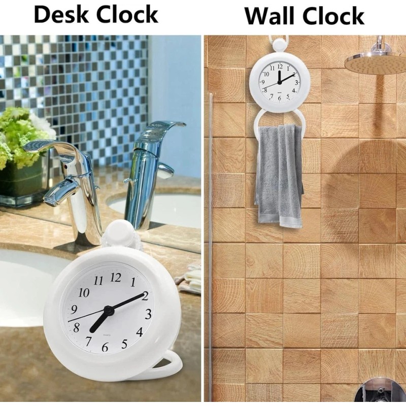 CENTOLLA Bathroom Clock, Waterproof Clock for Shower, Battery Operated (White)