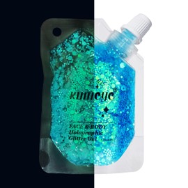 Holographic Face Glitter Gel Body Shimmer Makeup for for Hair, Face, Clavicle, Arm, Nail, Eyeshadow, Long Lasting Waterproof Mermaid Sequins Party Glitter for Rave Festival, 1.35oz (Luminous Blue)