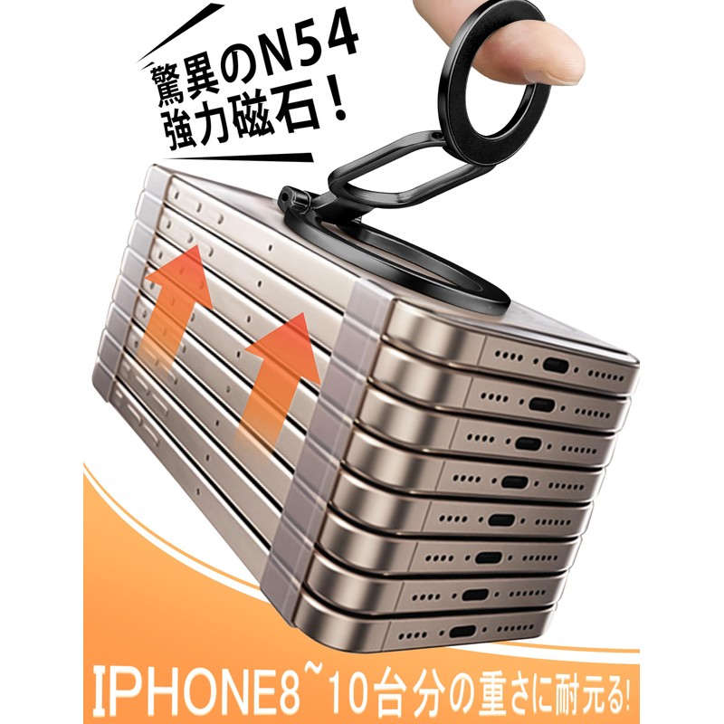 Calina Super Strong Double-Sided Magnet Compatible Smartphone Ring, Magsafe, Supports