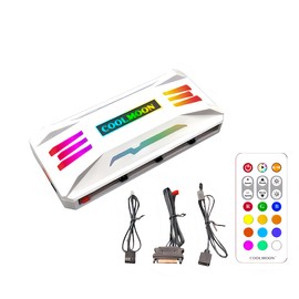[Small Lab] COOLMOON LED ARGB 5v 3pin Fan Hub Controller Remote Control Color Changeable Fan Speed Changeable (Fan Controller, White)