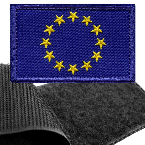 European Union Flag Velcro - EU Velcro Badge, Europe Flags Emblem Embroidered Patch with Velcro Fastening, Military Sticker Velcro Straps for Backpacks Custom Gifts (8 x 5 cm)