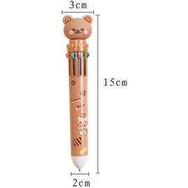 LNYMZD Brown Cartoon Bear Polychrome Color Retractable Ballpoint Pen, Kawaii Cute Multicolor Pens For School Office Student Supply Pens and Refills
