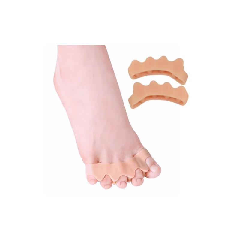 足指開きグッズ｜シリコン製足指パッドとサポーター フットケアに最適 水洗い可能 着脱簡単 柔らかい 男女兼用 2個セット (肌)