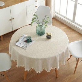 meioro Solid Colour Tassel Tablecloth, Rectangular, Cotton Linen Tablecloth, Suitable for Home, Kitchen Decoration, Various Sizes