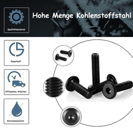 qingmeng Pack of 50 Rounded Head Screws M6 x 20 mm Carbon Steel Countersunk Screws Black Flat Head Screws Full Thread Machine Screws Furniture Screws