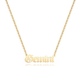 Aimber 18K Gold Plated Astrology Necklace for Women Jewelry,12 Zodiac Pendant Horoscope Constellations Necklace(Letter,Gemini)