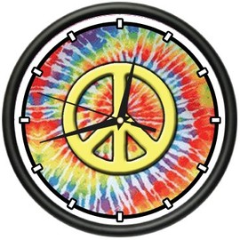 Hippie Wall Clock Peace Symbol Sign Grateful Dead Gift