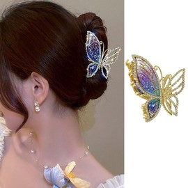 1Pcs Butterfly Hair Claw Clips for Women Metal Glitter Hair Clip Strong Hold Non Slip Clamps Clip Butterfly with Rhinestones Design Hair Barrettes Fashion Hair Accessories for Thin Thick Hair Styling