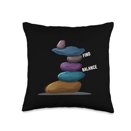 Zen Rock Stacking Art Stone Stacking Game Find Balancing Rock Stacking Throw Pillow, 16x16, Multicolor