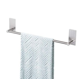 Songtec Bathroom Towel Bar 16-inch, No Drill Stick On Towel Rack, Easy Install with Self-Adhesive, Premium SUS304 Stainless Steel - Brushed Nickle