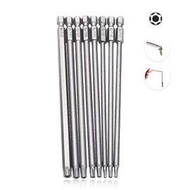 Torx Screwdriver Set 6 Inch (150MM) 1/4-Inch Hex Shank Torx Security Tamper Proof Bit Set T8/T10/T15/T20/T25/T27/T30/T40-8 Pcs
