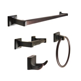 SENTO CELLAR Classic Bathroom Accessories Set, Heavy Duty Metal Bath Hardware Set Wall Mounted, Includes Robe Hook, Standard Toilet Paper Holder, Towel Ring, 24” Towel Bar (4-Piece, Oil-Rubbed Bronze)
