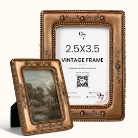 97 Decor Vintage Small Picture Frames 2.5 X 3.5 - Ornate Wallet Size Frame, Mini Polaroid Frames For Antique Home Decor, Tiny Photo 2.5 x 3.5 Picture Frames For Tabletop Display And Wall Hanging
