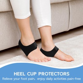VHOPMORE Plantar Fasciitis Heel Cup Protectors, Gel Heel Cups Cushion Support for Heel Spur, Heel Pain, Achilles Tendinitis, Cracked Heels - Heel Inserts Pads for Women Men, L (W 9.5-14 / M 8.5-13)