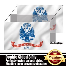 US Army Flag 3x5 Outdoor Double Sided 3 Ply- United States 1775 Army Flags-Vivid Color Clear Pattern Reinforcement Sewing Durable Polyester with 2 Brass Grommets
