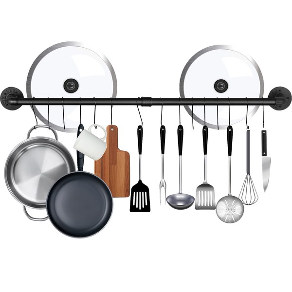 HOMGEN Kitchen Utensils Rack 100cm Kitchen Retro Rail Wall Mounted