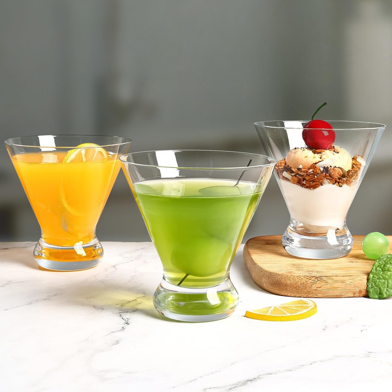 CZUMJJ Stemless Martini Glasses Set of 12, 7.5 oz Cocktail