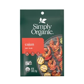 Simply Organic Cajun Dry Rub, Vegan Friendly, Kosher, USDA Certified Organic, Gluten Free & Non-GMO, 0.88 Ounce (Pack of 12)