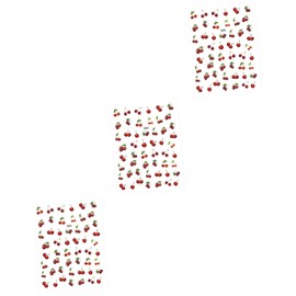 Baluue 3sets Fruit Nail Stickers Set 3D Cherry Leaf Nail Decals Art Decals for Women Girls Easy Apply 12sheets*3 Random Style