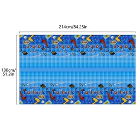Qaziuy Fathers Day Table Cloth, 214 x 130cm Plastic Party Tablecloth Waterproof Happy Fathers Day Table Cover Fathers Day Table Decorations for Fathers Day Party Supplies
