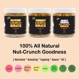 SAUCE UP Trio-Nut Crunch Sauce with White Truffle | Crunchy Roasted Almonds, Peanuts & Sunflower Seeds | Nutty, Bold & Umami-Rich Truffle Flavor | Vegan, Keto, Non-GMO, Gluten-Free, No MSG | 1 Pack