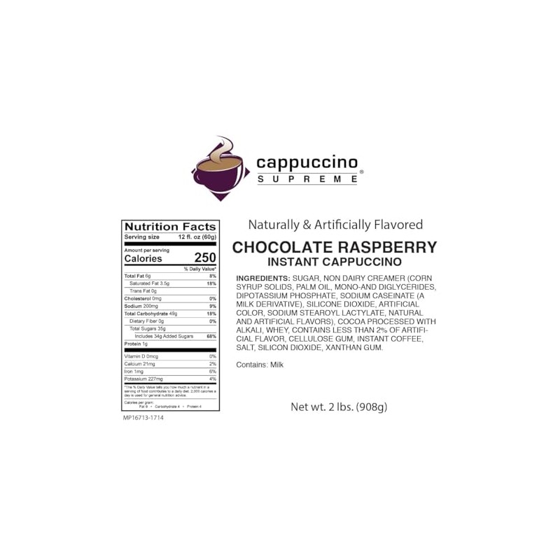 Cappuccino Supreme 2 lb bag Chocolate Raspberry Instant Cappuccino Mix